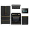 Forno 5-Piece Appliance Package - 30-Inch Inducton Range, Under Cabinet Range Hood, Refrigerator, Dishwasher, and 24-Inch Microwave Oven in Black with Antique Brass Trim