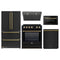 Forno 5-Piece Appliance Package - 30-Inch Induction Range, Under Cabinet Range Hood,  French Door Refrigerator, Dishwasher, and  Microwave Drawer in Black with Antique Brass Trim