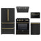Forno 5-Piece Appliance Package - 30-Inch Induction Range, Under Cabinet Range Hood,  French Door Refrigerator, Dishwasher, and  Microwave Drawer in Black with Antique Brass Trim