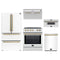 Forno 5-Piece Appliance Package - 30-Inch Induction Range, Under Cabinet Range Hood, French Door Refrigerator, Dishwasher, and 30-Inch Microwave Drawer in White with Antique Brass Trim