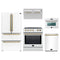 Forno 5-Piece Appliance Package - 30-Inch Inducton Range, Under Cabinet Range Hood, Refrigerator, Dishwasher, and 24-Inch Microwave Oven in White with Antique Brass Trim