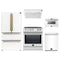 Forno 5-Piece Appliance Package - 30-Inch Induction Range, Under Cabinet Range Hood,  French Door Refrigerator, Dishwasher, and  Microwave Drawer in White with Antique Brass Trim