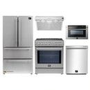 Forno 5-Piece Appliance Package - 30-Inch Induction Range, Under Cabinet Range Hood,  French Door Refrigerator, Dishwasher, and  Microwave Drawer in Stainless Steel