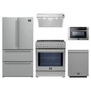 Forno 5-Piece Appliance Package - 30-Inch Induction Range, Under Cabinet Range Hood,  French Door Refrigerator, Dishwasher, and  Microwave Drawer in Stainless Steel