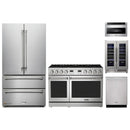 Thor Kitchen A-Series 5-Piece Appliance Package - 48-Inch Propane Gas Range, Refrigerator, Dishwasher, Microwave, and Wine Cooler in Stainless Steel