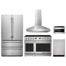 Thor Kitchen A-Series 5-Piece Appliance Package - 48-Inch Propane Gas Range, Pro-Style Wall Mount Range Hood, Refrigerator, Dishwasher, and Microwave in Stainless Steel