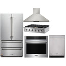 Thor Kitchen 5-Piece Pro Appliance Package - 36-Inch Cooktop with Liquid Propane Kit, Wall Oven, Wall Mount Hood, Dishwasher & Refrigerator in Stainless Steel