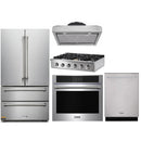 Thor Kitchen 5-Piece Pro Appliance Package - 36-Inch Cooktop with Liquid Propane Kit, Wall Oven, Under Cabinet Hood, Dishwasher & Refrigerator in Stainless Steel