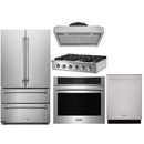 Thor Kitchen 5-Piece Pro Appliance Package - 36" Rangetop, Wall Oven, Under Cabinet Hood, Dishwasher & Refrigerator in Stainless Steel