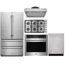 Thor Kitchen 5-Piece Pro Appliance Package - 36" Cooktop, Wall Oven, Under Cabinet Hood, Dishwasher & Refrigerator in Stainless Steel