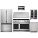 Thor Kitchen A-Series 6-Piece Appliance Package - 48-Inch Gas Range, Under Cabinet Range Hood, Refrigerator, Dishwasher, Microwave, and Wine Cooler in Stainless Steel