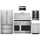 Thor Kitchen A-Series 6-Piece Appliance Package - 48-Inch Propane Gas Range, Under Cabinet Range Hood, Refrigerator, Dishwasher, Microwave, and Wine Cooler in Stainless Steel