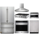 Thor Kitchen 6-Piece Pro Appliance Package - 36" Rangetop, Wall Oven, Wall Mount Hood, Refrigerator, Dishwasher, & Microwave  in Stainless Steel