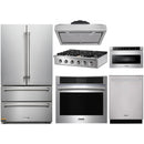 Thor Kitchen 6-Piece Pro Appliance Package - 36" Rangetop, Wall Oven, Under Cabinet Hood,  Refrigerator, Dishwasher, & Microwave in Stainless Steel