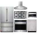 Thor Kitchen 6-Piece Pro Appliance Package - 36" Cooktop, Wall Oven, Pro-Style Wall Mount Hood, Refrigerator, Dishwasher & Microwave Drawer in Stainless Steel