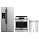 Forno Espresso 3-Piece Appliance Package - 30-Inch Induction Range, Refrigerator with Water Dispenser and Dishwasher in Stainless Steel with Antique Brass Trim