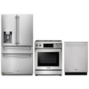 Thor Kitchen 3-Piece Appliance Package - 30-Inch Gas Range with Liquid Propane Kit, Tilt Panel, Dishwasher & Refrigerator with Water Dispenser in Stainless Steel