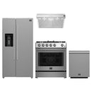 Forno 4-Piece Appliance Package - 30-Inch Gas Range, Under Cabinet Range Hood, Refrigerator with Water Dispenser, and Dishwasher in Stainless Steel
