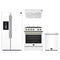 Forno Espresso 4-Piece Appliance Package - 30-Inch Electric Range, Under Cabinet Range Hood, Refrigerator with Water Dispenser and Dishwasher in White with Antique Brass Trim