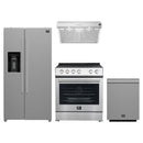 Forno Espresso 4-Piece Appliance Package - 30-Inch Electric Range, Under Cabinet Range Hood, Refrigerator with Water Dispenser and Dishwasher in Stainless Steel