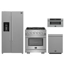 Forno 4-Piece Pro Appliance Package - 30-Inch Gas Range, Refrigerator with Water Dispenser, 30-Inch Microwave Drawer, & 3-Rack Dishwasher in Stainless Steel