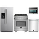 Forno 4-Piece Pro Appliance Package - 30-Inch Gas Range, Refrigerator with Water Dispenser, 24-Inch Microwave Oven, & 3-Rack Dishwasher in Stainless Steel