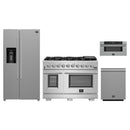 Forno 4-Piece Pro Appliance Package - 48-Inch Gas Range, Refrigerator with Water Dispenser, 30-Inch Microwave Drawer, & 3-Rack Dishwasher in Stainless Steel