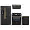 Forno 4-Piece Appliance Package - 30-Inch Induction Range, Under Cabinet Range Hood, French Door Refrigerator with Water Dispenser, and Dishwasher in Black with Antique Brass Trim