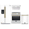 Forno 4-Piece Appliance Package - 30-Inch Induction Range, Under Cabinet Range Hood, French Door Refrigerator with Water Dispenser, and Dishwasher in White with Antique Brass Trim