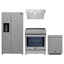 Forno 4-Piece Appliance Package - 30-Inch Induction Range, Under Cabinet Range Hood, French Door Refrigerator with Water Dispenser, and Dishwasher in Stainless Steel