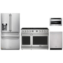 Thor Kitchen A-Series 4-Piece Appliance Package - 48-Inch Propane Gas Range, Refrigerator with Water Dispenser, Dishwasher, and Microwave in Stainless Steel