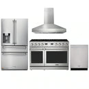 Thor Kitchen A-Series 4-Piece Appliance Package - 48-Inch Propane Gas Range, Pro-Style Wall Mount Range Hood, Refrigerator with Water Dispenser, and Dishwasher in Stainless Steel