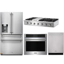 Thor Kitchen 4-Piece Pro Appliance Package - 48" Rangetop, Wall Oven, Dishwasher & Refrigerator with Water Dispenser in Stainless Steel