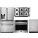 Thor Kitchen 4-Piece Pro Appliance Package - 36" Cooktop, Wall Oven, Dishwasher & Refrigerator with Water Dispenser in Stainless Steel
