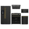 Forno 5-Piece Appliance Package - 30-Inch Gas Range, Under Cabinet Range Hood, Refrigerator wth Water Dispenser, Dishwasher, and 30-Inch Microwave Drawer in Black with Antique Brass Trim