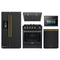 Forno 5-Piece Appliance Package - 30-Inch Gas Range, Under Cabinet Range Hood, Refrigerator with Water Dispenser, Dishwasher, and 24-Inch Microwave Oven in Black with Antique Brass Trim
