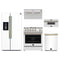 Forno 5-Piece Appliance Package - 30-Inch Gas Range, Under Cabinet Range Hood, Refrigerator wth Water Dspenser, Dishwasher, and 30-Inch Microwave Drawer in White with Antique Brass Trim