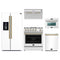 Forno 5-Piece Appliance Package - 30-Inch Gas Range, Under Cabinet Range Hood, Refrigerator with Water Dispenser, Dishwasher, and 24-Inch Microwave Oven in White with Antique Brass Trim