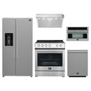 Forno 5-Piece Appliance Package - 30-Inch Electric Range, Under Cabinet Range Hood, Refrigerator with Water Dispenser, Dishwasher, and 24-Inch Microwave Oven in Stainless Steel