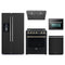 Forno 5-Piece Appliance Package - 30-Inch Electric Range, Under Cabinet Range Hood, Refrigerator with Water Dispenser, Dishwasher, and 24-Inch Microwave Drawer in Black with Antique Brass Trim