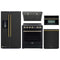 Forno 5-Piece Appliance Package - 30-Inch Electric Range, Under Cabinet Range Hood, Refrigerator with Water Dispenser, Dishwasher, and 30-Inch Microwave Oven in Black with Antique Brass Trim