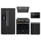 Forno 5-Piece Appliance Package - 30-Inch Electric Range, Under Cabinet Range Hood, Refrigerator with Water Dispenser, Dishwasher, and  Microwave Drawer in Black with Antique Brass Trim