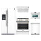 Forno 5-Piece Appliance Package - 30-Inch Electric Range, Under Cabinet Range Hood, Refrigerator with Water Dispenser, Dishwasher, and 24-Inch Microwave Oven in White with Antique Brass Trim