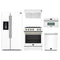 Forno 5-Piece Appliance Package - 30-Inch Electric Range, Under Cabinet Range Hood, Refrigerator with Water Dispenser, Dishwasher, and  30-Inch Microwave Oven in White with Antique Brass Trim