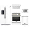 Forno 5-Piece Appliance Package - 30-Inch Electric Range, Under Cabinet Range Hood, Refrigerator with Water Dispenser, Dishwasher, and  Microwave Drawer in White with Antique Brass Trim