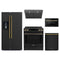 Forno 5-Piece Appliance Package - 30-Inch Induction Range, Under Cabinet Range Hood, Refrigerator with Water Dispenser, Dishwasher, and  Microwave Drawer in Black with Antique Brass Trim