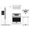 Forno 5-Piece Appliance Package - 30-Inch Induction Range, Under Cabinet Range Hood, Refrigerator with Water Dispenser, Dishwasher, and 30-Inch Microwave Drawer in White with Antique Brass Trim