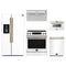 Forno 5-Piece Appliance Package - 30-Inch Induction Range, Under Cabinet Range Hood, Refrigerator with Water Dispenser, Dishwasher, and  Microwave Drawer in White with Antique Brass Trim