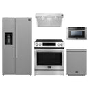 Forno 5-Piece Appliance Package - 30-Inch Induction Range, Under Cabinet Range Hood, Refrigerator with Water Disprenser, Dishwasher, and  Microwave Drawer in Stainless Steel