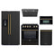 Forno 5-Piece Appliance Package - 30-Inch Induction Range, Under Cabinet Range Hood, Refrigerator with Water Dispenser, Dishwasher, and 30-Inch Microwave Oven in Black with Antique Brass Trim